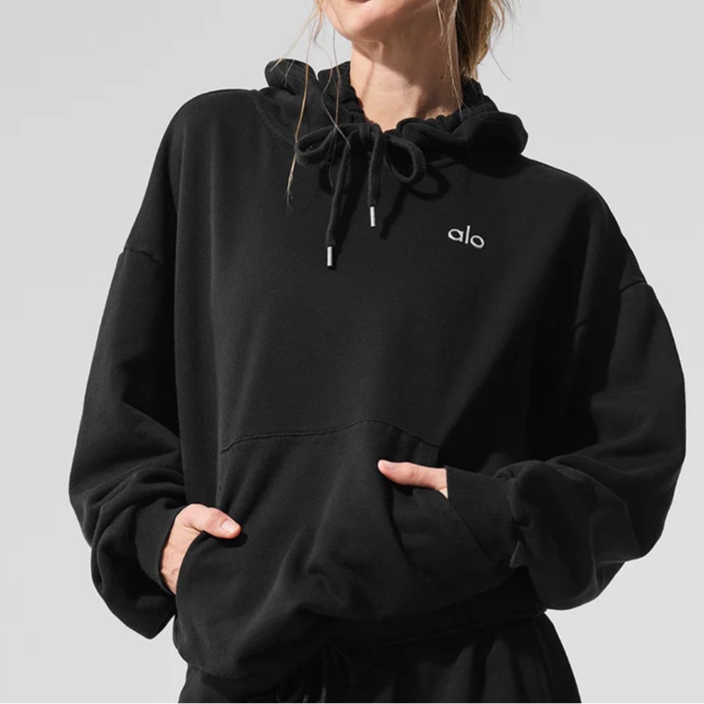 ALO Yoga Black Oversized Drawstring Hoodie